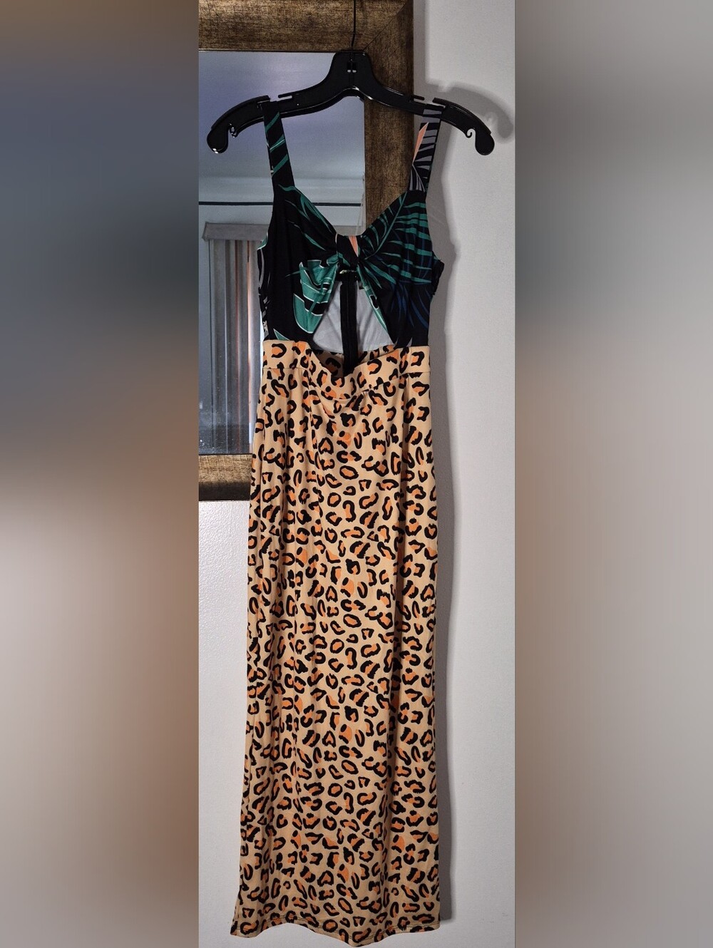 Leopard Print Midi Skirt in Beige and Black